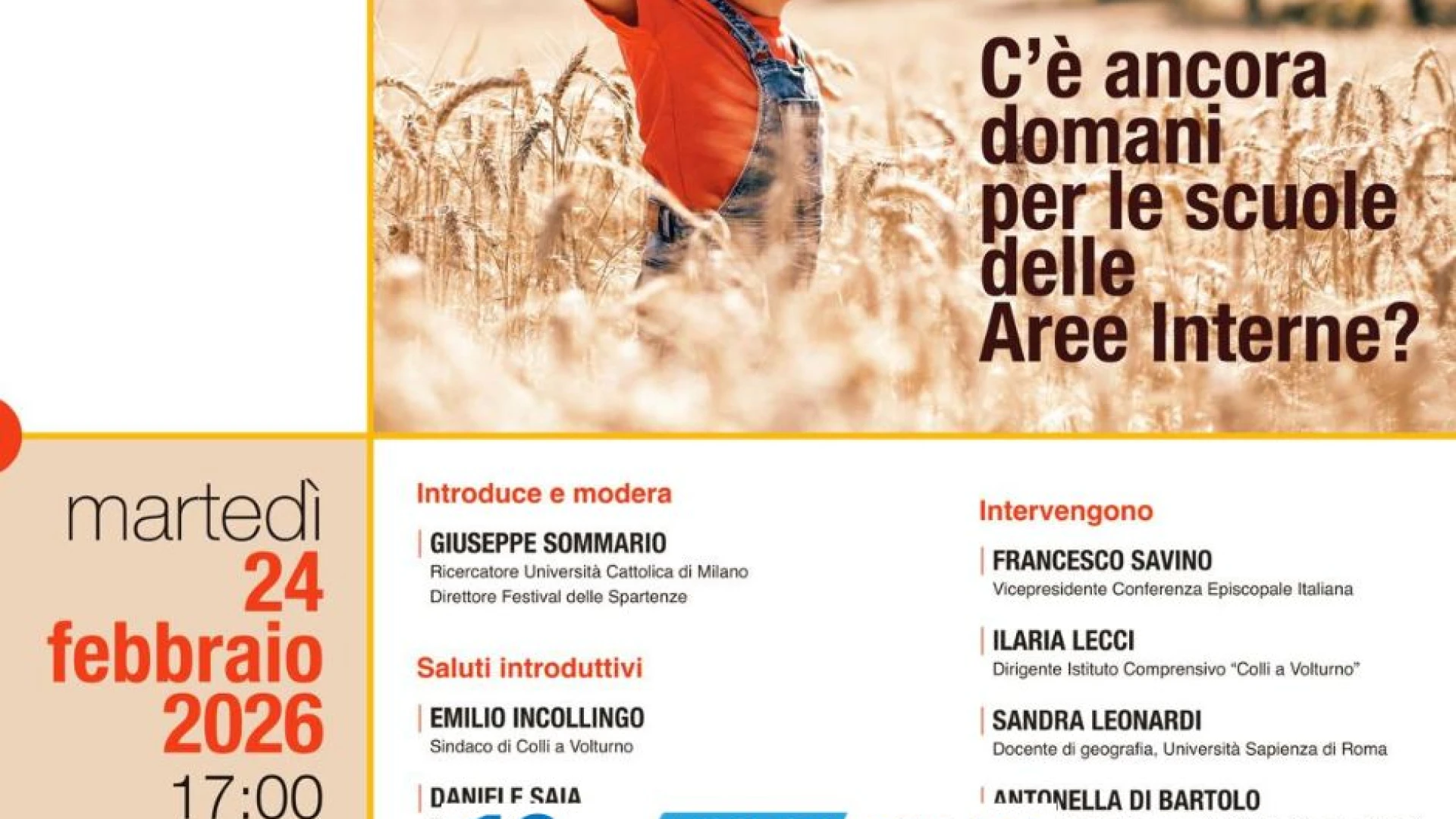 A Colli a Volturno il convegno dal titolo “C’e’ ancora domani per le scuole delle aree interne? “.